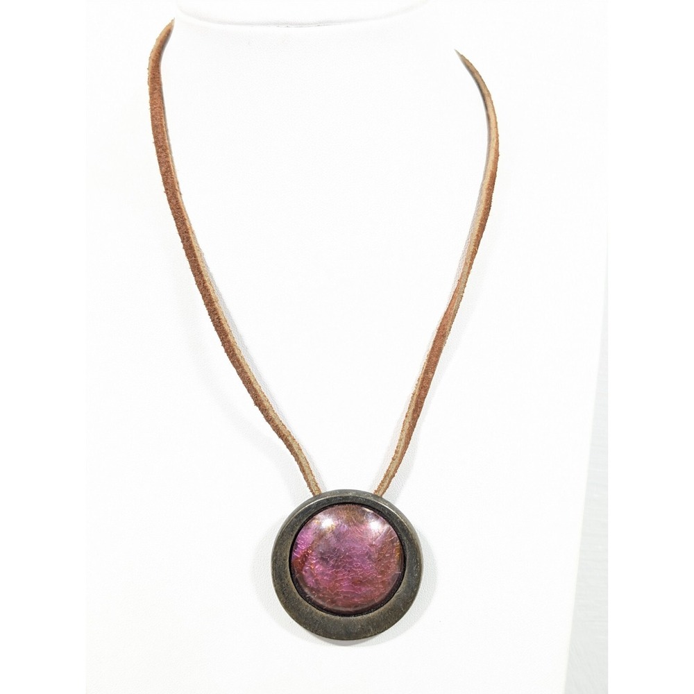 Vida Jewels Boho Tribal Western Leather Cord Bronze Tone Round Pendant necklace